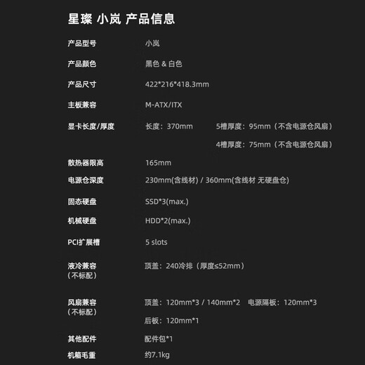 Patriot Xingcanlan Xingcan Xiaolan sea view room case column-free panoramic side transmission high-value e-sports game desktop computer mainframe MATX/240 water-cooled white