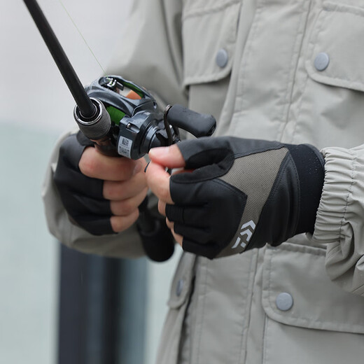 DAIWA 25 Spring/Summer DG-8125CS 3/5 Finger Lure Competition Gloves Wear-Resistant Fishing Gloves 3 Finger Exposed - Olive Green L