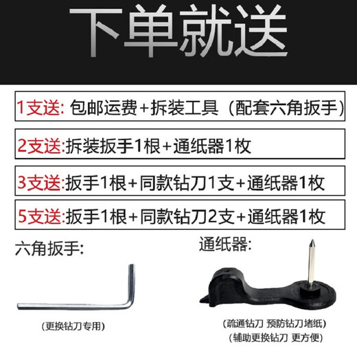 
Kemeika suitable for Deli binding machine drill knife GB certificate drill bit hollow knife 3881 (new imported steel