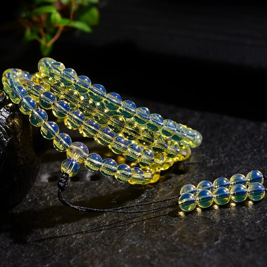 Fat Donglai quality amber and blue amber bracelet with certificate, Dominican 108 beads multi-circle bracelet, beeswax round 108 blue amber (6mm) gift box certificate