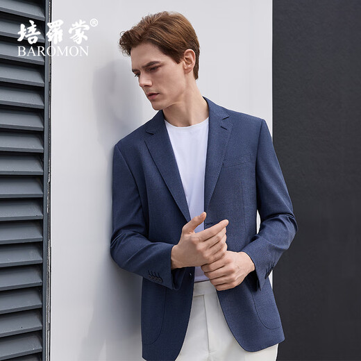 BAROMON micro-elastic-anti-wrinkle suit for men and gentlemen, light business formal attire, professional attire, men's suit, blue 180C - single top