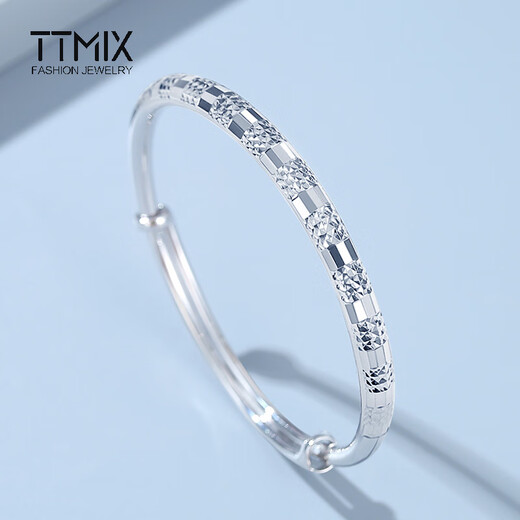 TTMIX round push-pull platinum bracelet for women pt950 platinum round bracelet fashion car flower room glossy bracelet weight 20.45g width 4.4mm