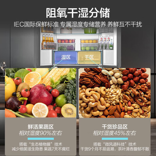 Haier's new product Xiaohonghua 2.0 516-liter refrigerator for home use 594mm ultra-thin zero-embedded cross-folding T-shaped four-door EPP ultra-clean odor sterilization national subsidy 20% BCD-516WGHTDB9GYU1丨Contact customer service to receive the coupon
