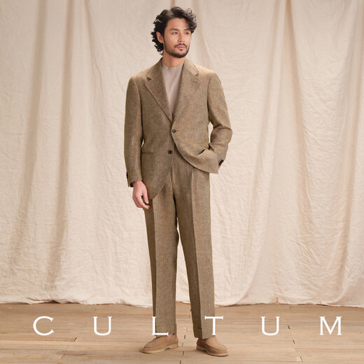 CULTUM French long linen breathable and quick-drying CULTUM Italian herringbone half-line suit suit men's casual suit Mika herringbone two-piece set 175B /50B