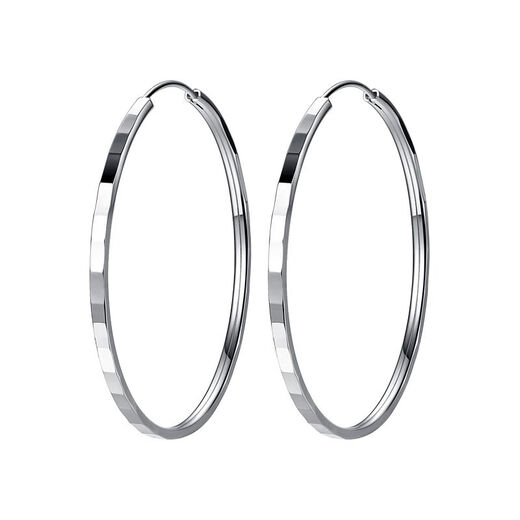 S999 pure silver earrings for women, pure silver hoop earrings, large hoops, plain hoops, 2025 new hot style high-end earrings, diameter 5.0 cm, sterling silver flash square large earrings