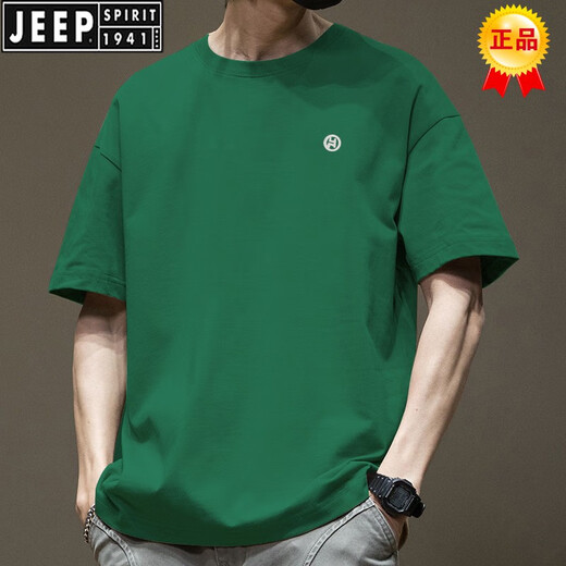 JEEP SPIRIT trend American short-sleeved T-shirt for men in summer pure cotton round neck versatile casual 2025 new fashion brand loose Hong Kong style T-shirt 43 blue-1365 short-sleeved-S [Suggested 80-110Jin [Jin equals 0.5 kg]]