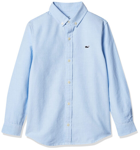 Vineyard vines boys' oxford long-sleeved shirt with whale embroidery design, soft and comfortable, casual and versatile, ocean breeze 2