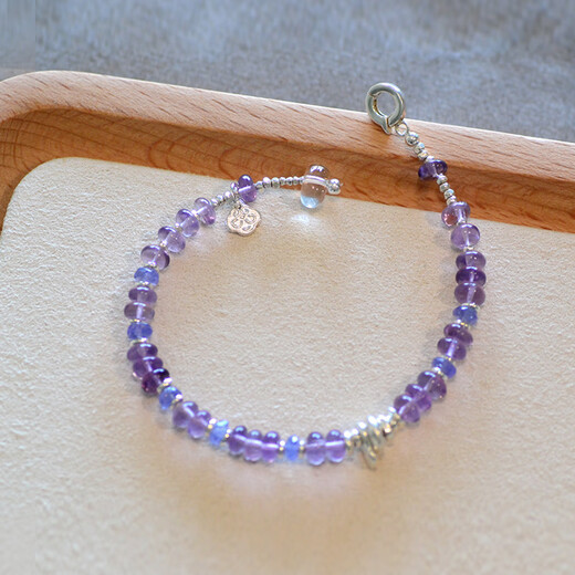 Junpo Lavender Ice-Permeable Natural Amethyst Tanzanite Broken Silver Bracelet Women's Exquisite Original Nine Purple Lihuo Suitable for Clean Hands 14