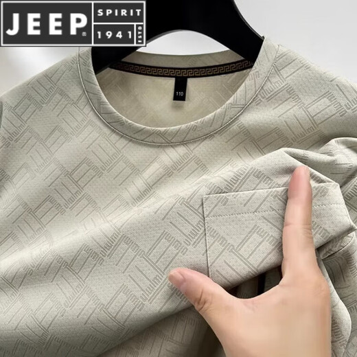 Jeep Spirit2025 Camiseta de manga corta para hombres de verano para personas jóvenes y de mediana edad con bolsillo redondeo de seda de helado transpirable para hombres migray migray 688 2xl 180