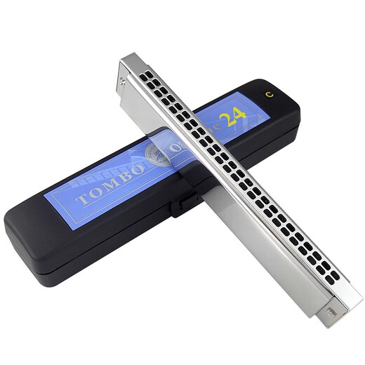 通宝休止符定制改装金属琴格款24孔复音口琴6624初学者入门 自然-#ANm