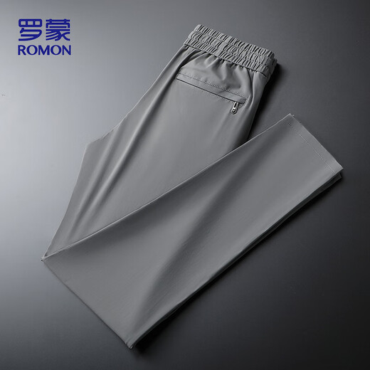 
ROMON casual pants men summer outdoor versatile ice silk sweatpants straight drooping long pants men DR6 gray XL