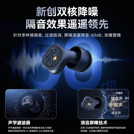 Earplugs for anti-noise sleep, super soundproof earmuffs for noise reduction and snoring, silicone suitable for Xiaomi Silent Black丨Special for sleep丨Free storage compartment