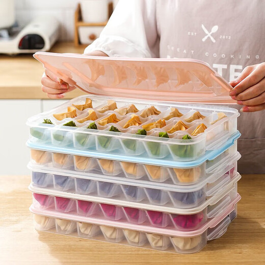 Shadow frozen dumpling box, special quick-frozen dumplings, frozen wontons, refrigerator storage box, divided box, food grade, transparent color, can hold 126 dumplings, 1 cover, 6 layers