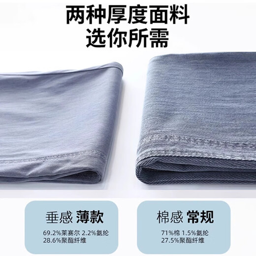 JEEP SPIRIT新款夏季天丝牛仔裤男士冰丝宽松休闲阔腿裤潮牌长裤子 1048蓝色薄-款 M 90-115斤