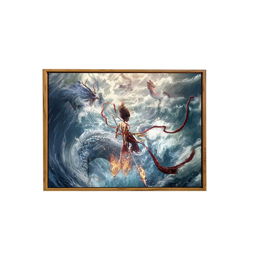 Nezha digital oil painting 2025 new Nezha 2: The Devil Boy Naohai digital oil painting DIY hand-painted graffiti card LL12146 40*50cm thickened solid wood inner frame acrylic paint +