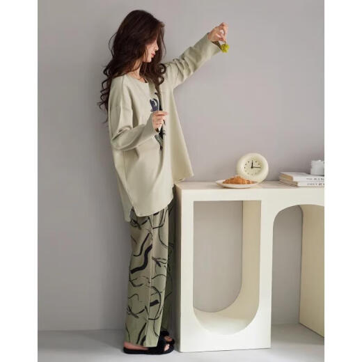 Sangpu Pajamas para mujeres en primavera y otoño de manga larga 2025 Nuevo estilo para otoño e invierno, puede usar ropa casera fuera del modelo MB9930-Women Model M
