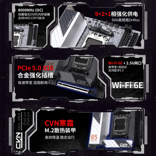 Colorful CVN B850/X870 DDR5 WIFI motherboard supports AMD7000/8000/9000 series 7800X3D/9950X/9800X3D CVN B850I landing ship D5 WIFI