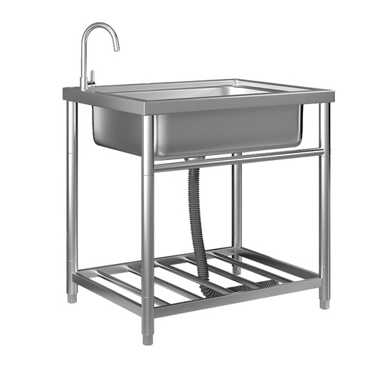 Xuan Ka Shi commercial kitchen sink 304 stainless steel wash basin with bracket integrated dishwasher household sink large single tank economical length 47 width 42 height 75 (no faucet)