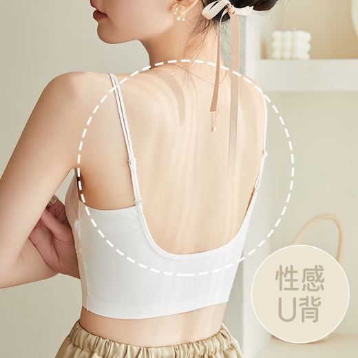 Double shoulder strap lace seamless back bra for women without wires, push-up anti-sagging summer thin breathable large size bra, apricot color - 1 piece L (recommended 105-130Jin Jin equals 0.5kg)