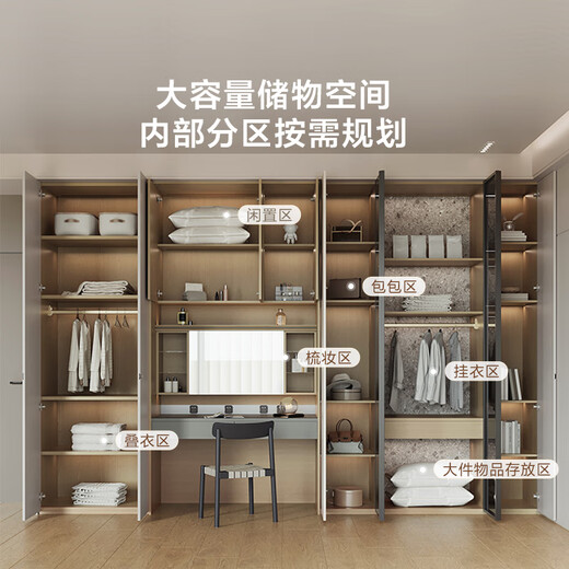 Lin's Home Whole House Customized Light Luxury Bedroom Cloakroom Walk-in Wardrobe Large Capacity Storage Cabinet Customized Gold