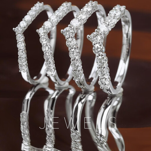 PENINSULA BEAR deep V-shaped 18k gold natural diamond ring row ring stacked rhombus women's ring platinum single band V-shaped bar ring 18k white 45 points natural diamond diamond color FG 18k white No. 12