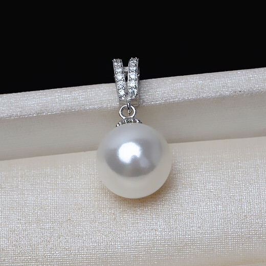Allied shell freshwater pearl pendant necklace s925 sterling silver temperament single shell bead necklace Korean women's versatile jewelry white shell beads (excluding chain) 10-10mm