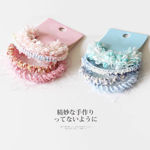 Jiuvia knitted hemp rope women's 2025 new high-end headband hair rubber band high elastic and durable hair tie JYFQ185 green 4-piece set