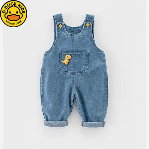 G.DUCKKIDS little yellow duck children's pants spring and autumn new baby denim overalls for small and medium-sized boys and girls loose and versatile blue cartoon dinosaur 100