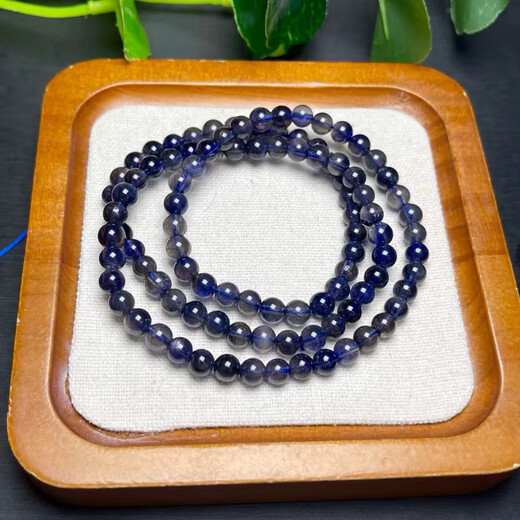 Ally natural transparent cordierite three-circle bracelet blue crystal tanzanite beads blue crystal blue crystal bracelet gift 5mm3 circle