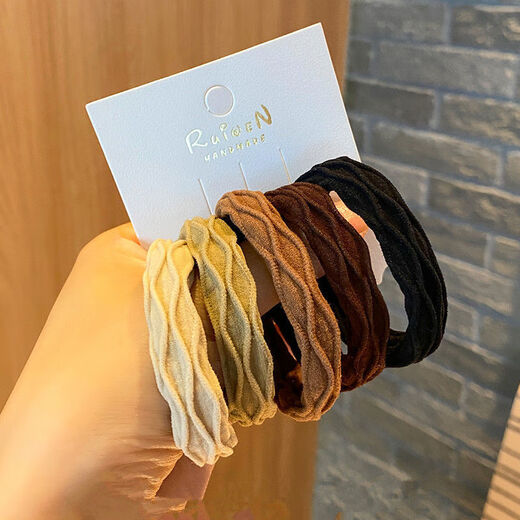 Hesi language simple hair tie thickened high elastic seamless headband hair accessories rubber band hair tie student's beautiful pattern mixed color towel ring 10 pieces