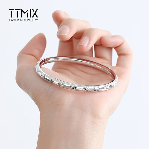 TTMIX round ladies platinum bracelet pt950 fashionable platinum round bracelet smooth spaced car flower bracelet 60mm weight 17.80g width 4.5mm