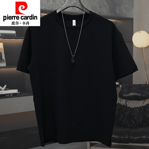 皮尔卡丹（pierre cardin）2025男士夏季新款肌理感微宽松下摆开叉百搭透气短袖T恤针织新款 9909白色 M 建议90-105斤
