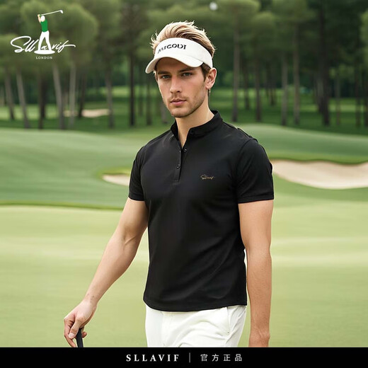 SLLAVIF Business-Halbarm-POLO-Shirt für Herren, Sommer, neues blaues, rechtsschultriges Henry-Kragen-Design, kurzärmeliges T-Shirt, dunkelgrau, 2XL