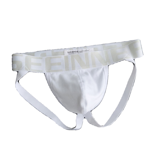 2 pairs of pure cotton thong men's double underwear pure white boys U convex bag sexy back empty triangle shorts head 612 (white + white) 2XL 150-170Jin Jin is equal to 0.5 kg