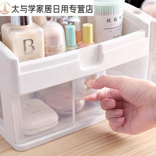 Cosmetics storage box desktop household large-capacity drawer-type dresser organizer box skin care product storage rack extra large transparent model 2 layers
