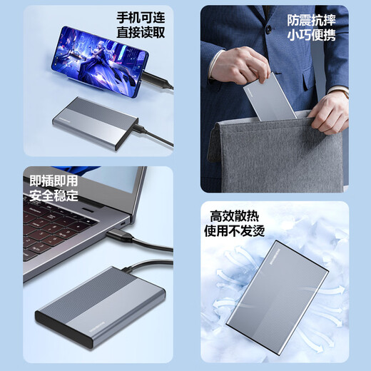 闪昇640GB移动硬盘Type-C金属高速硬盘2.5英寸P2外接电脑外置硬盘存储数据照片手机电脑两用270MB/S