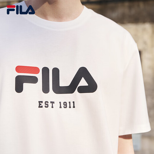 FILA official unisex knitted T-shirt 2025 summer pure cotton loose casual couple short-sleeved T-shirt