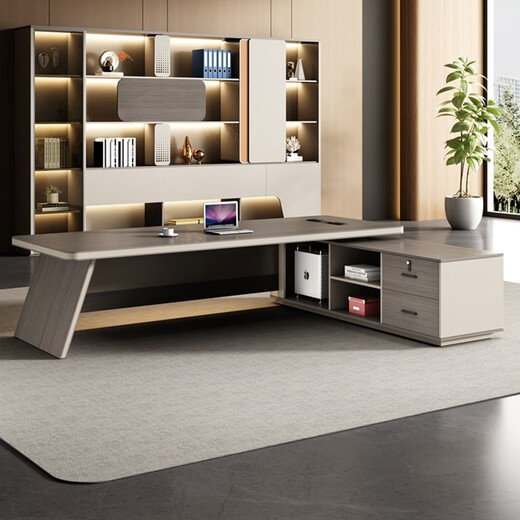 Guiqiu boss desk light luxury high-end young president executive desk desk and chair combination simple modern executive manager desk gold 2-meter single cabinet boss desk + boss chair