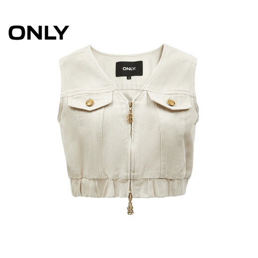 ONLY秋季休闲百搭V领无袖短款牛仔背心马甲女|124156002 J28 沙丘白牛仔 XS