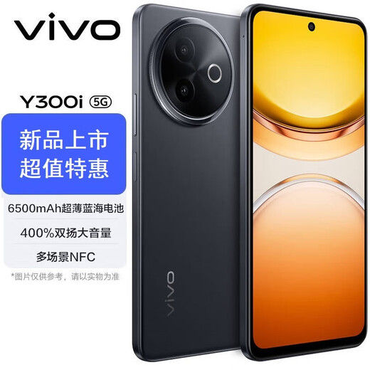 Vivo Y300i New 5G Mobile Phone NFC Infrared Remote Control 6500mAh Large Battery 400% Dual Yang Large Volume AI Black Jade Black 12GB+256GB