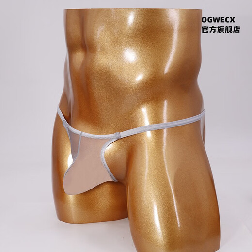 OGWECX Men's Underwear Ice Silk Single-layer T-Pants Single-layer Stretch Silky Smooth T-Pants High-Protrusion Seamless Sexy Thin Strap Fit T-Pants Black 1 Pair L