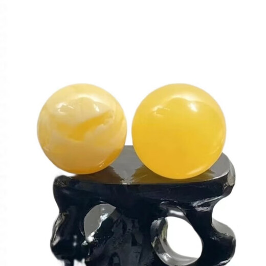 Core fragrance natural fidelity beeswax raw ore Russian material round beads single bead 3-12mm small beads loose beads chicken oil yellow with pearl white nectar 3mm yellow and white flower beeswax round beads 1 piece 1.0 through hole