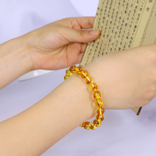 Famous family natural flower amber bracelet for men and women, single circle round bead red leaf explosion amber bracelet birthday gift for girlfriend 9mm