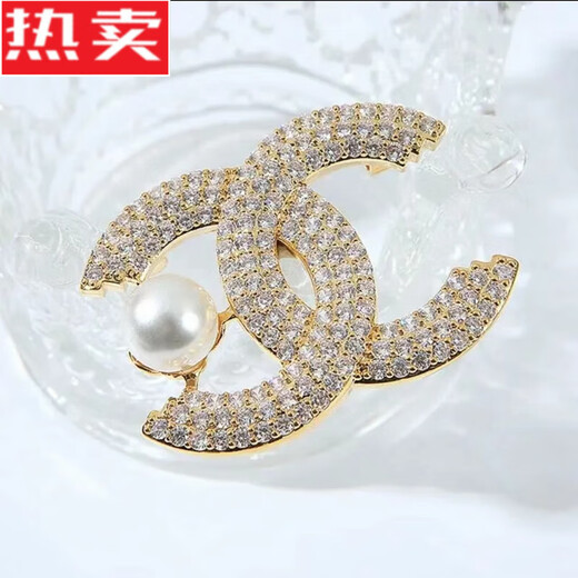 SNQP pearl double c brooch, feminine ins trendy personality, small fragrance corsage, coat, suit, sweater, accessories pin