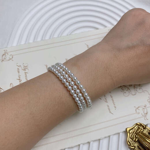 Youshu <Huanyu Galaxy> Aurora Freshwater Multi-layered Retro Japanese Imported Memory Elastic Circle Bracelet Natural Aurora Freshwater Pearl Bracelet 4-5mm