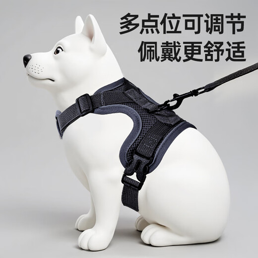 Qioh dog leash, dog leash, dog walking rope, adjustable anti-breakaway chest and back, small and medium-sized dog Bichon Frize Corgi collar, P rope, red + 1.5m flat rope, adjustable anti-breakaway, M (suitable for 6-10 Jin Jin is equal to 0.5 kg)