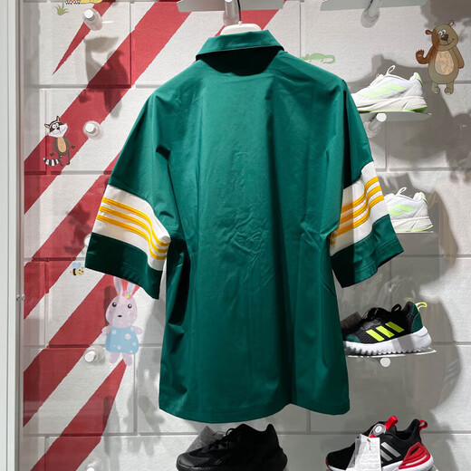 阿迪达斯三叶草男女款情侣款夏季T恤时尚潮流运动透气宽松七分袖翻领衬衫 IY7373 L