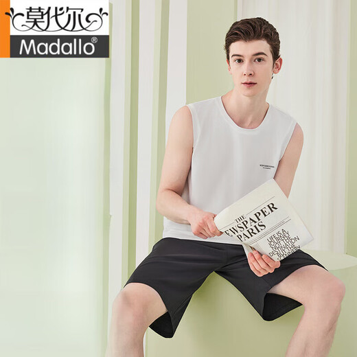 Modallan Cotton Pyjamas Herren Sommer Neue Weste Shorts Anzug Cool Herren Pyjamas können außerhalb von Rockgrau BXM679B L für 100-130jin geeignet sein [Jin entspricht 0,5 kg]