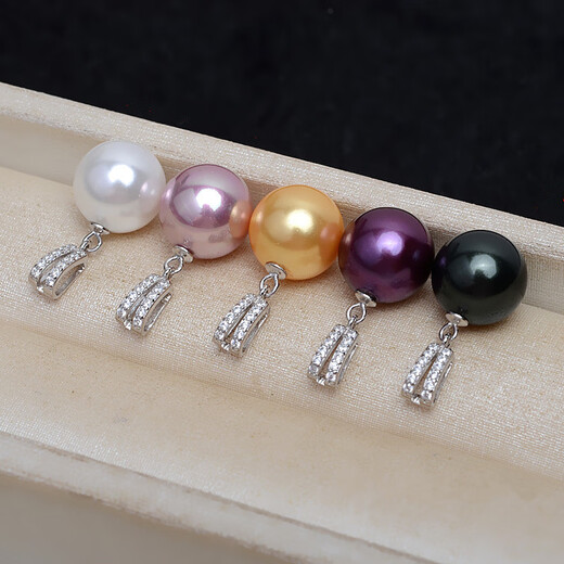 Allied shell freshwater pearl pendant necklace s925 sterling silver temperament single shell bead necklace Korean women's versatile jewelry white shell beads (excluding chain) 10-10mm