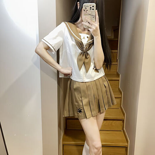 Chun Nasha original jk uniform set genuine student wear college style women's skirt sailor suit full set Japanese college Nana bear long sleeve + short skirt + goldfish festival XL